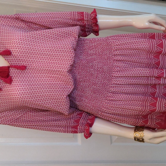 CEZELE  Pink Geometric Bohemian Summer Midi Dress Small - Picture 5 of 17